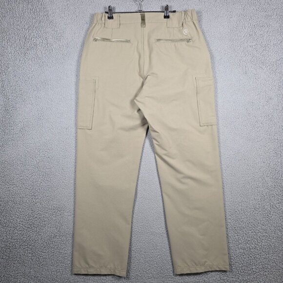 Railrider Cargo Pants Men Size Large (33-35) Beige Canvas Stretch Elastic Waist - Picture 5 of 13